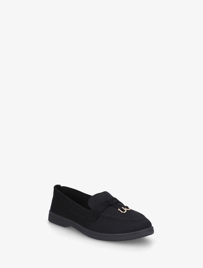 Mocassins en tissu à bijoux métalliques - Noir - 2