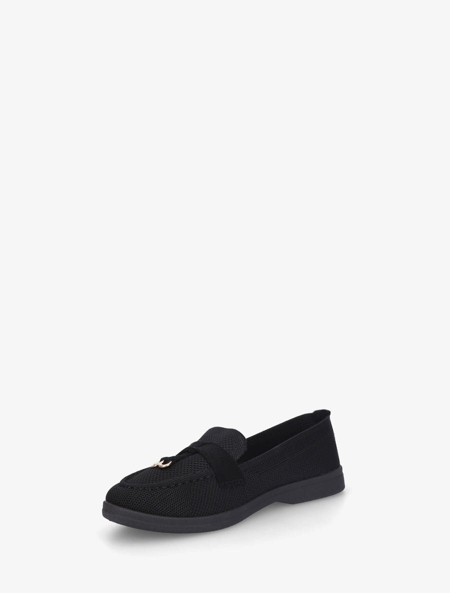 Mocassins en tissu à bijoux métalliques - Noir - 3