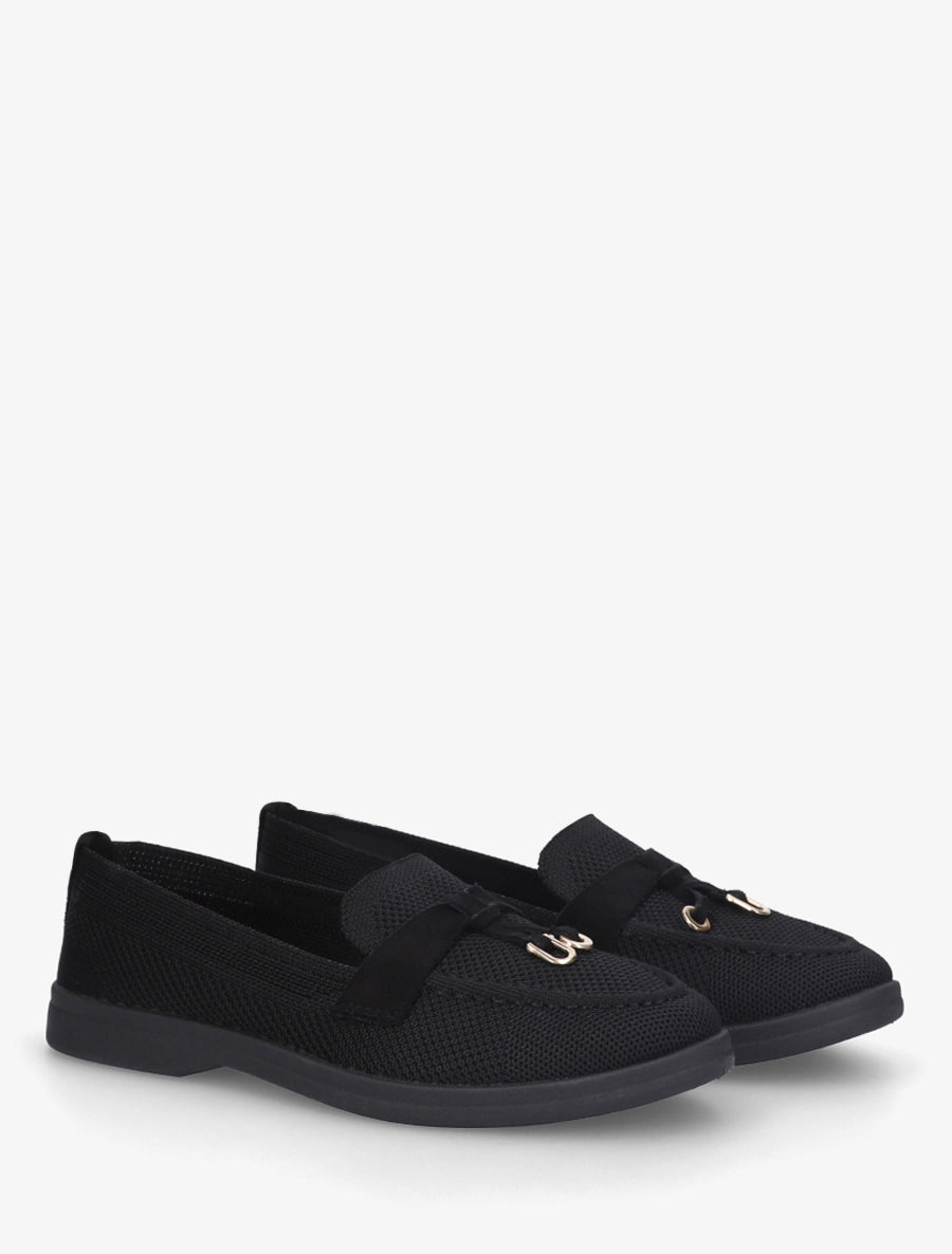 Mocassins en tissu à bijoux métalliques - Noir - 4