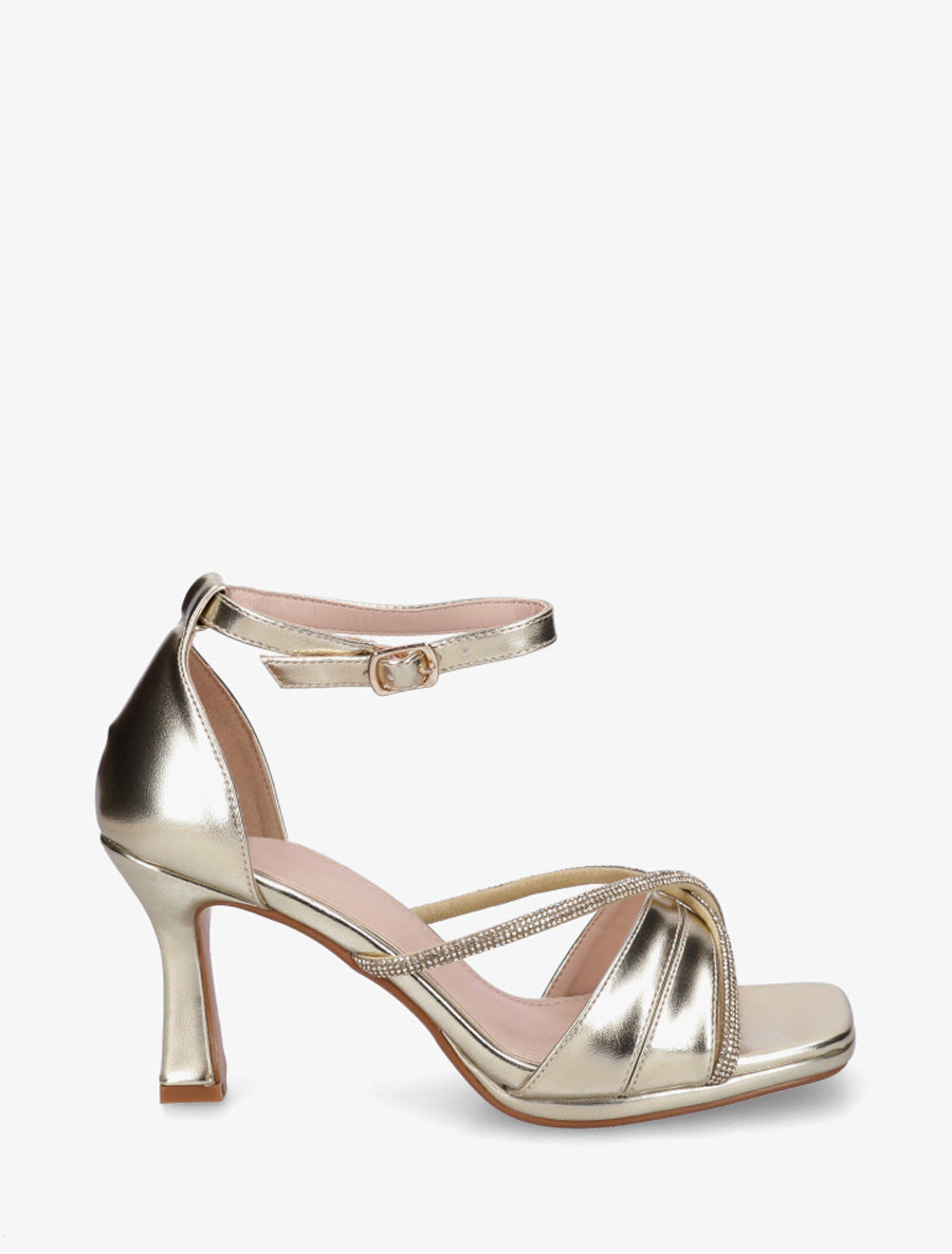 Sandales à brides strassées - Or - 1