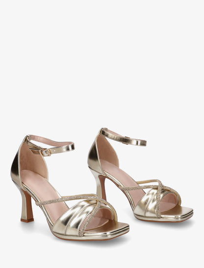Sandales à brides strassées - Or - 4
