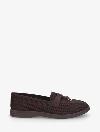 Mocassins en tissu à bijoux métalliques - Marron - 1