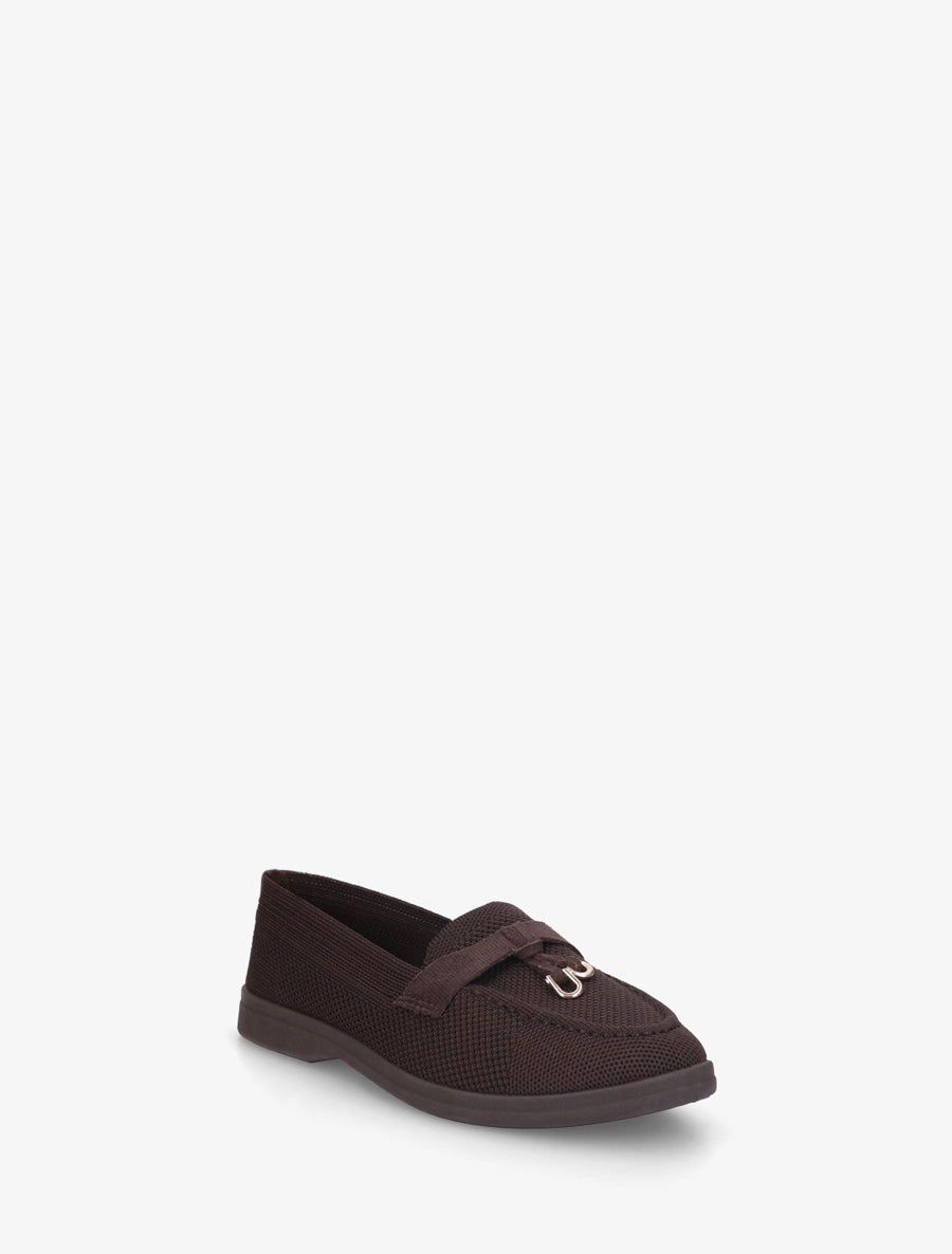Mocassins en tissu à bijoux métalliques - Marron - 2