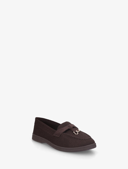 Mocassins en tissu à bijoux métalliques - Marron - 2