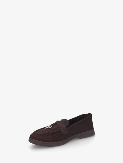 Mocassins en tissu à bijoux métalliques - Marron - 3