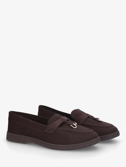Mocassins en tissu à bijoux métalliques - Marron - 4