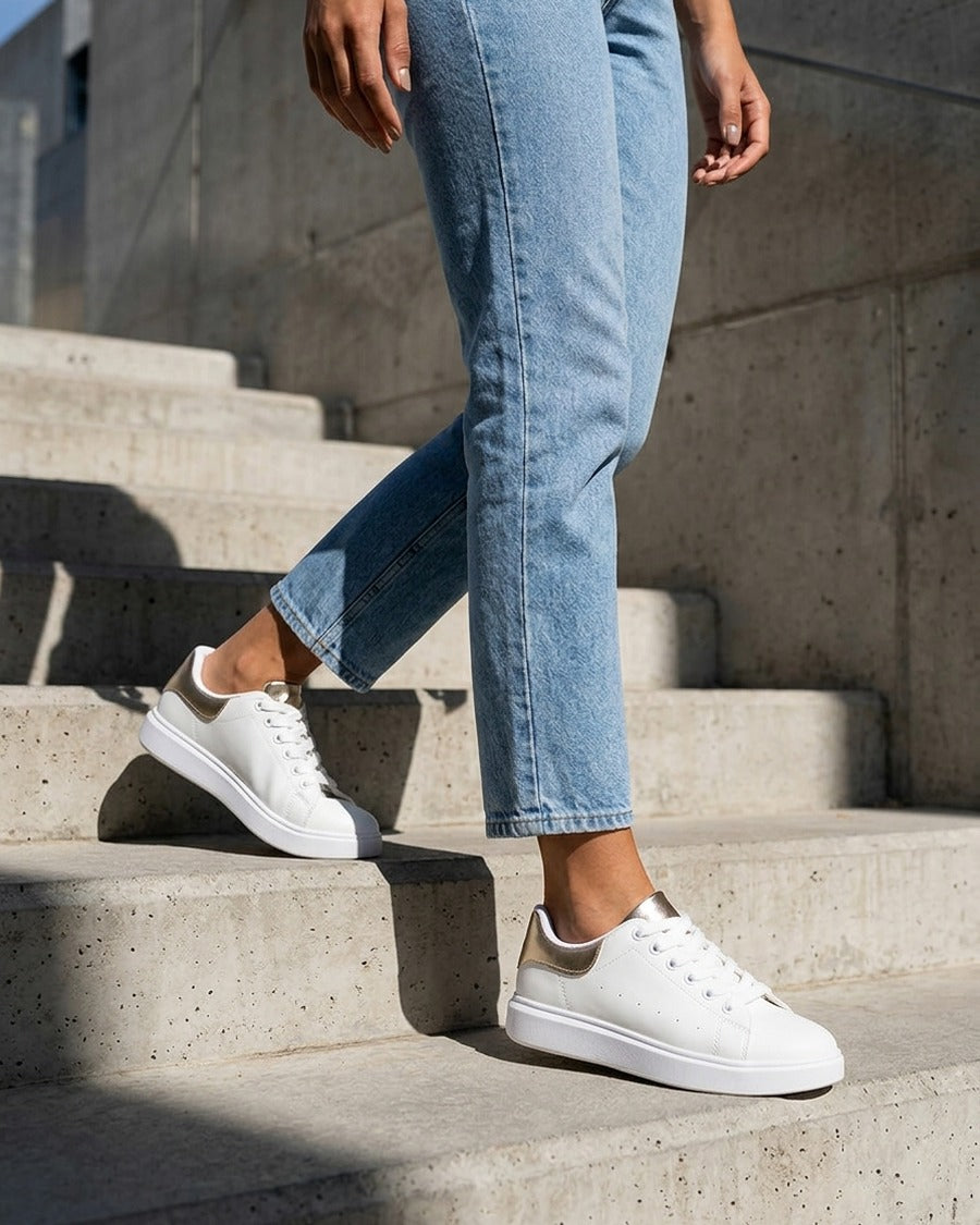 Sneakers basiques en simili - Or