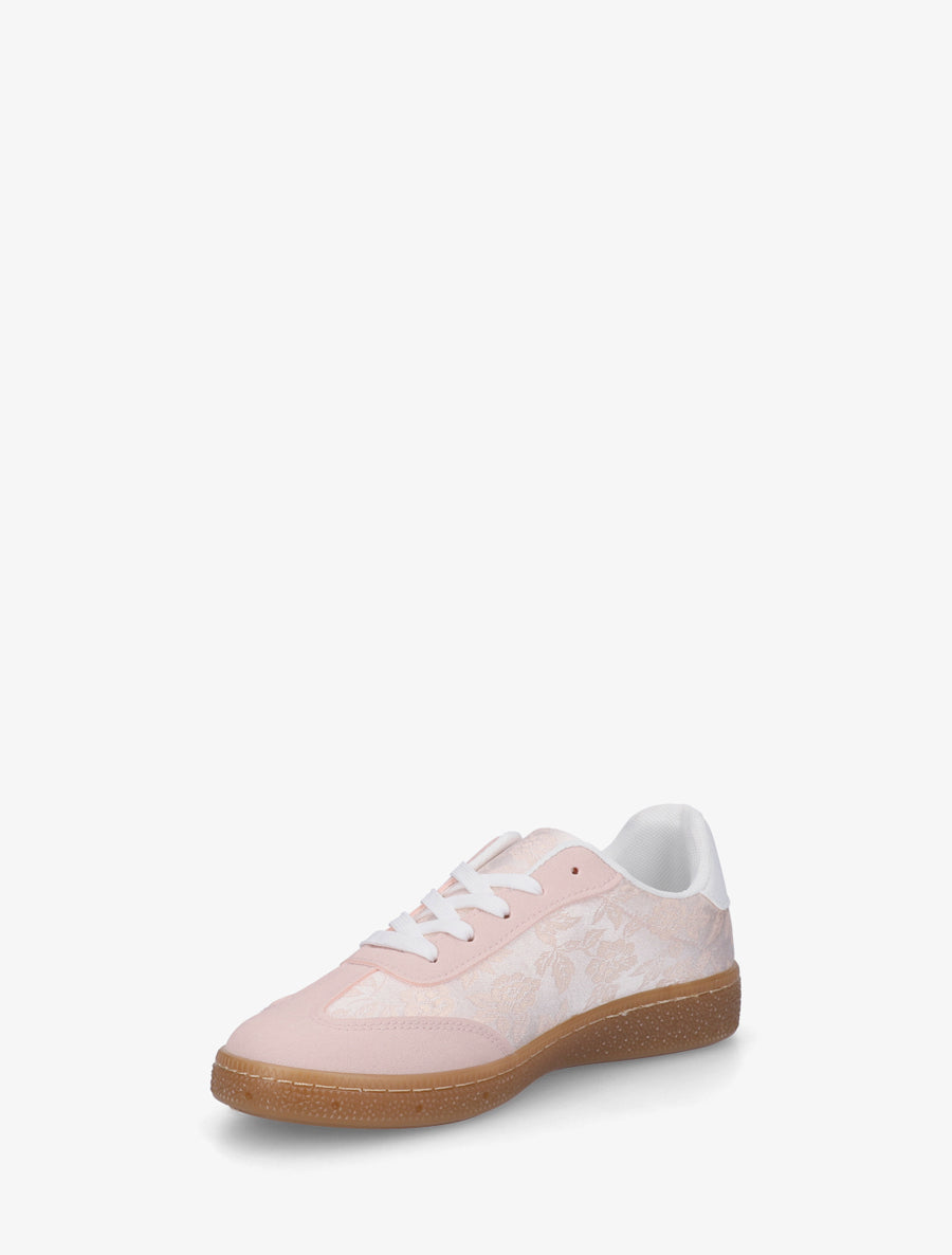 Sneakers bimatière imprimé roses - Rose - 3