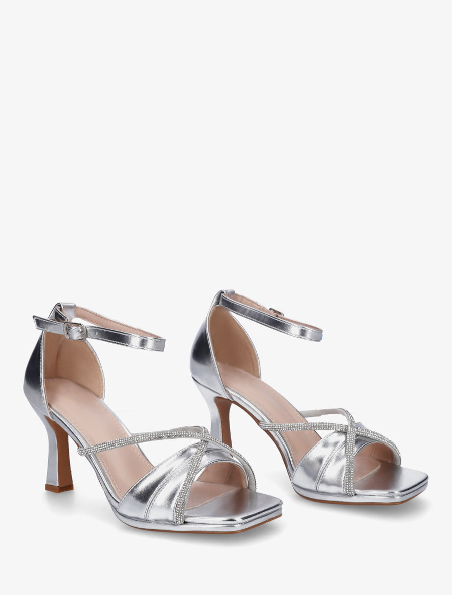 Sandales à brides strassées - Argent - 4