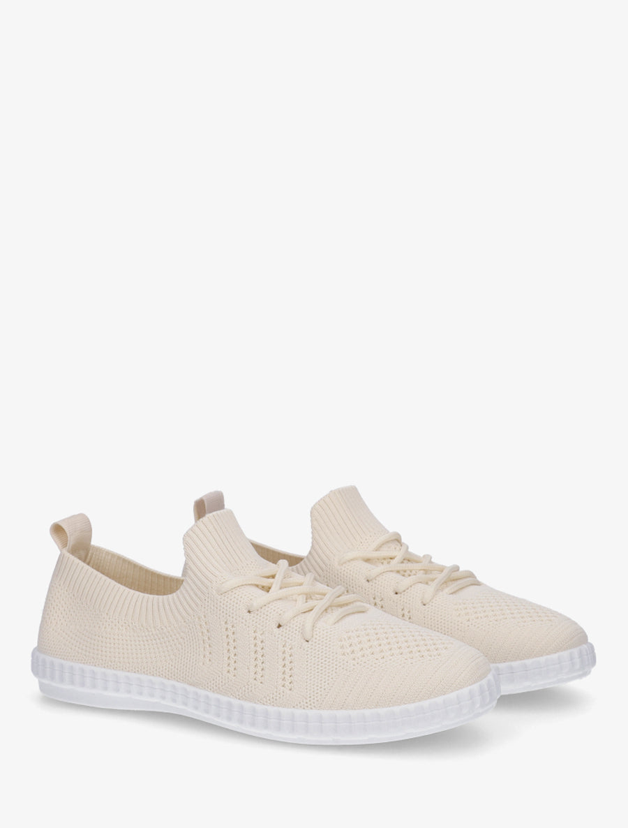 Tennis en tissu ajouré - Beige - 4