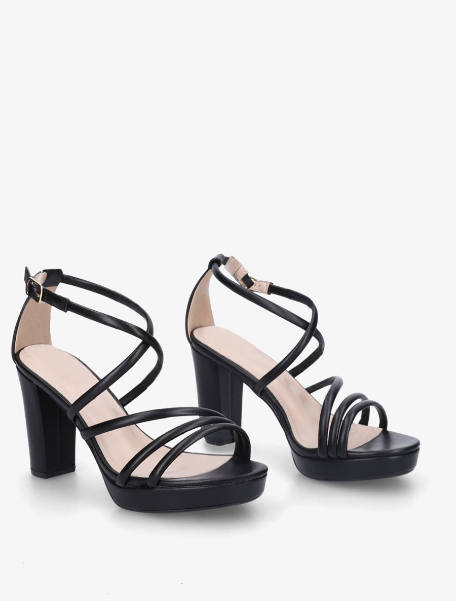 Sandales multibrides en simili - Noir - 4