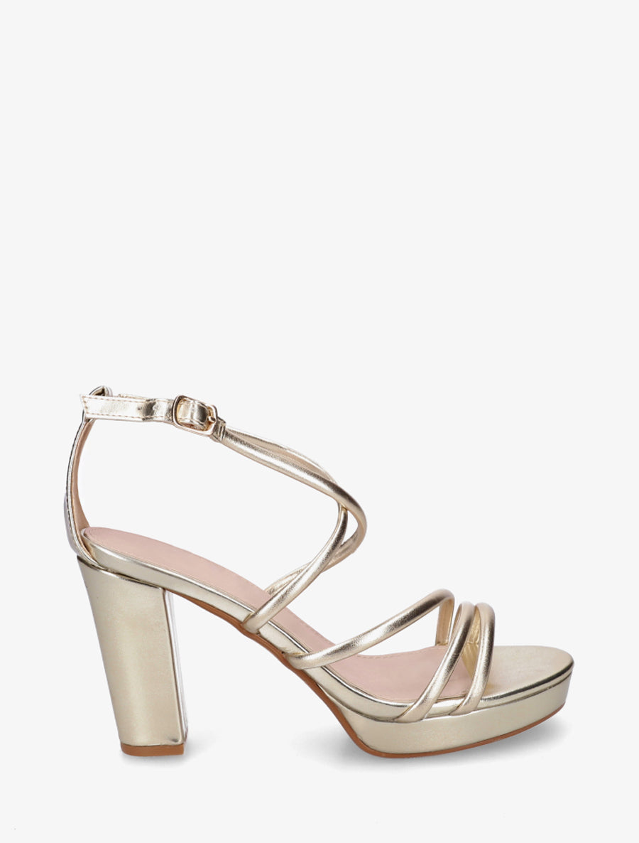 Sandales multibrides en simili - Or - 1