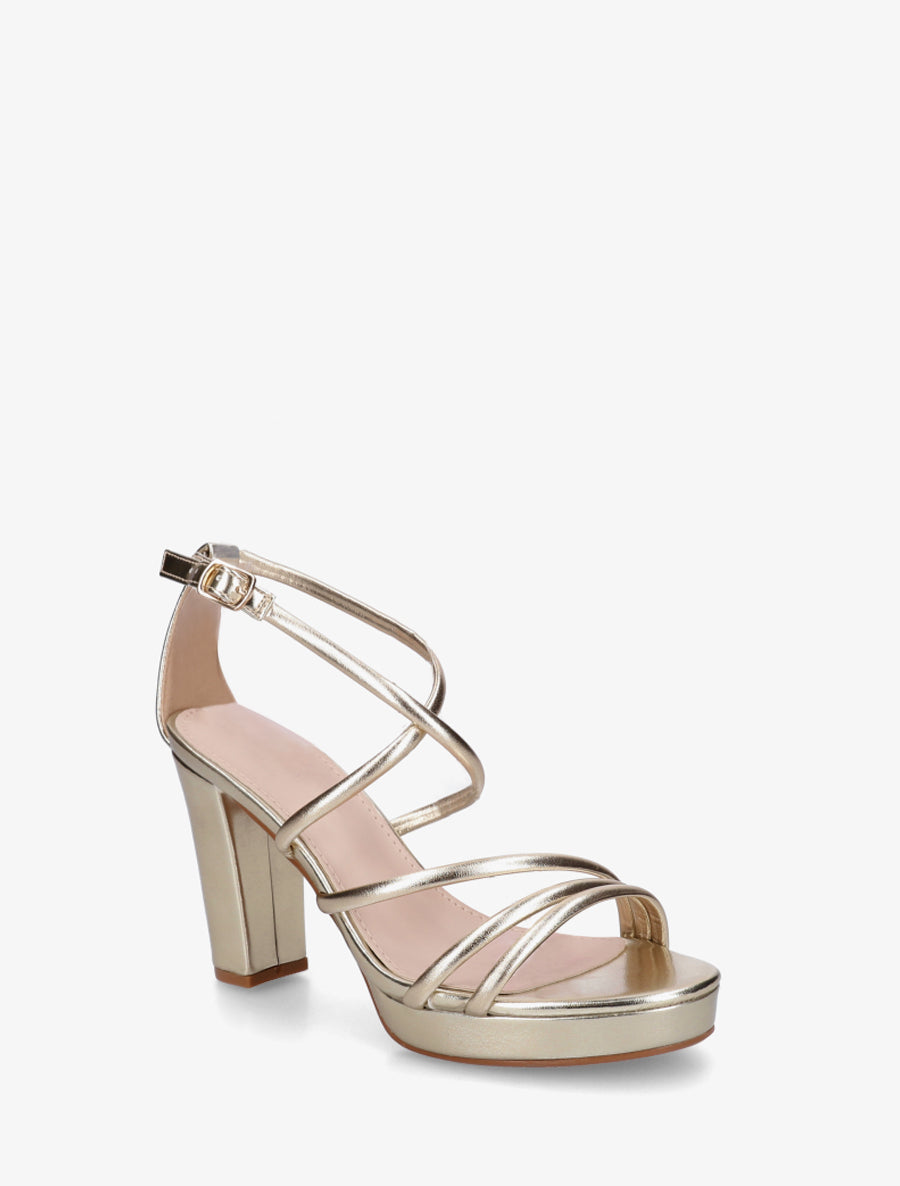 Sandales multibrides en simili - Or - 2