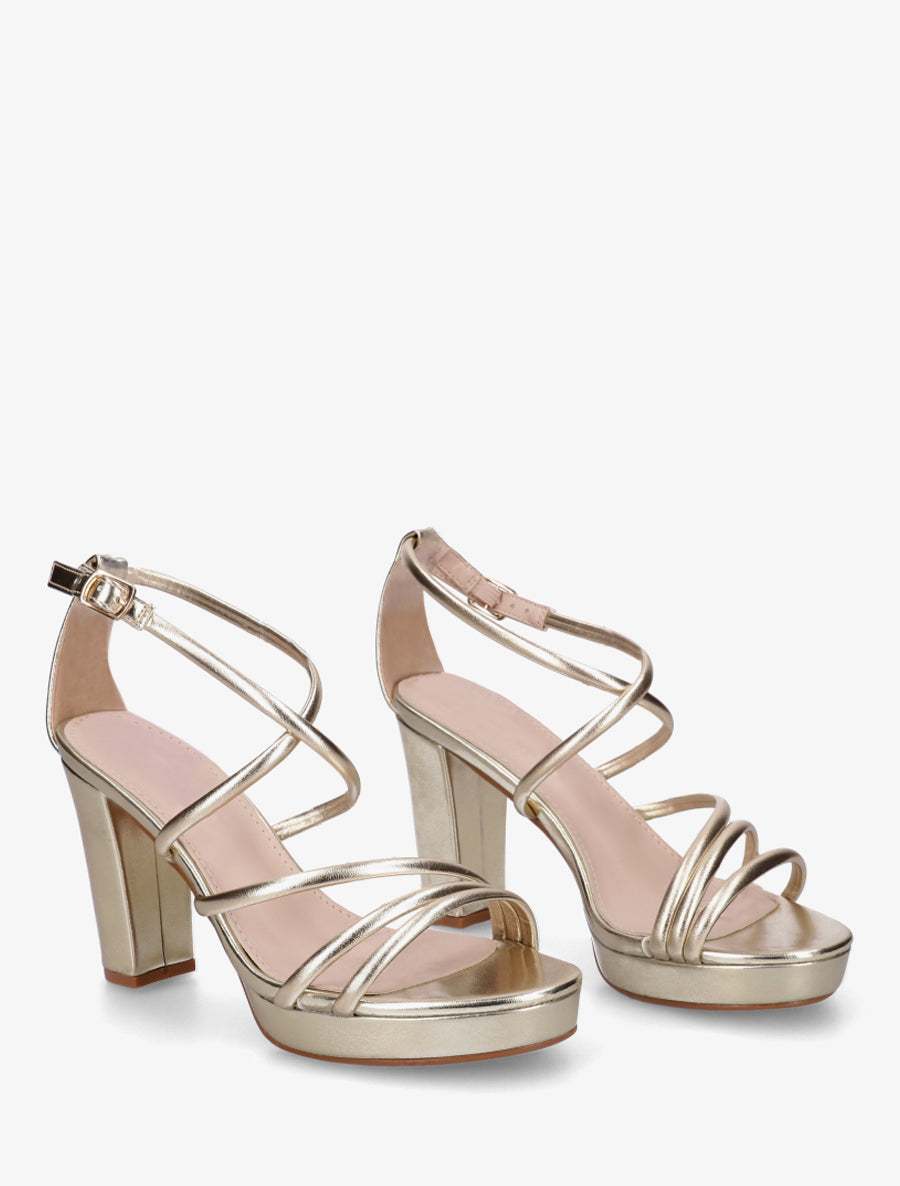 Sandales multibrides en simili - Or - 4