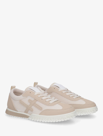 Baskets bimatière à bandes fantaisies - Beige - 4