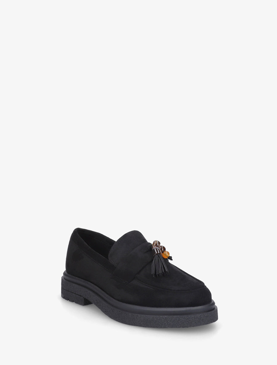 Mocassins en suédine à perles - Noir - 2