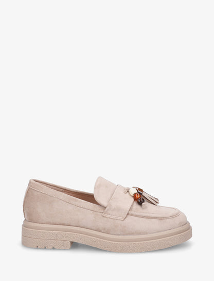 Mocassins en suédine à perles - Taupe - 1