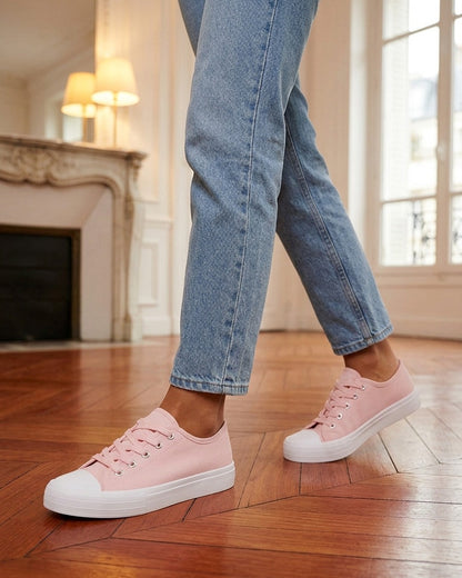 Tennis unis en toile - Rose
