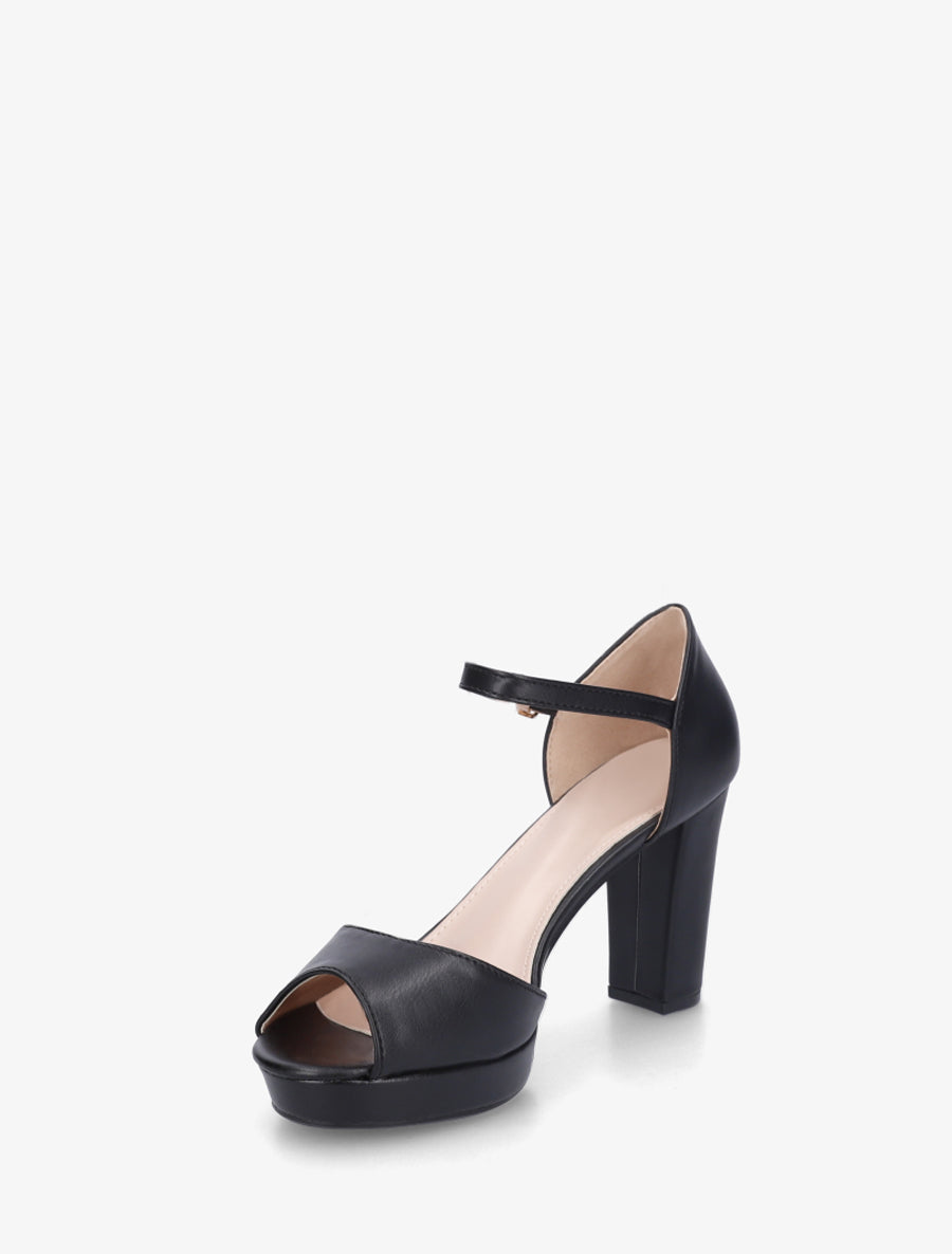 Sandales en simili à talon haut - Noir - 3