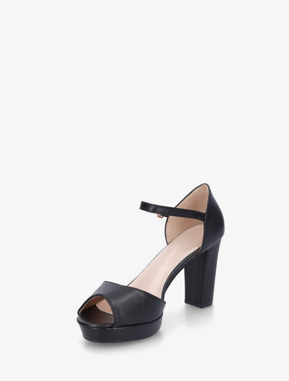Sandales en simili à talon haut - Noir - 3