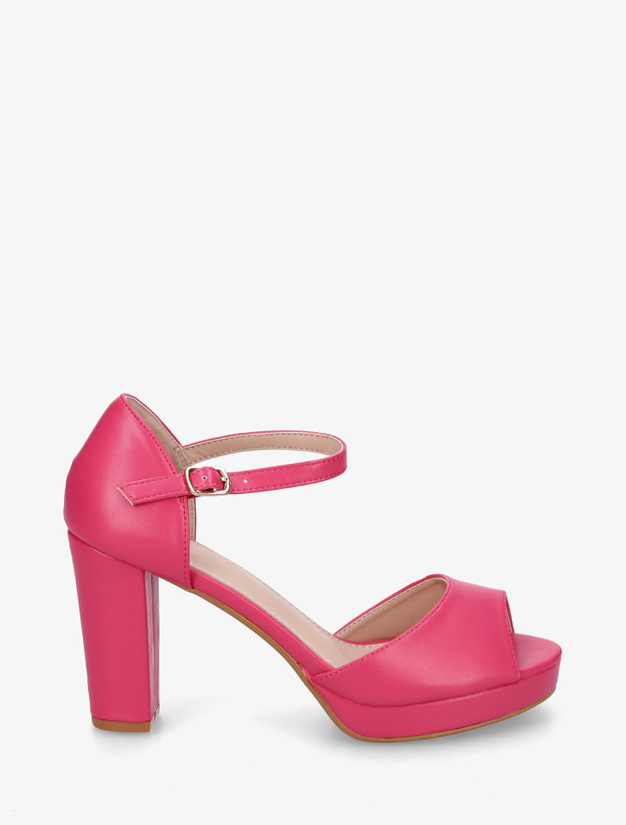Sandales en simili à talon haut - Fushia - 1