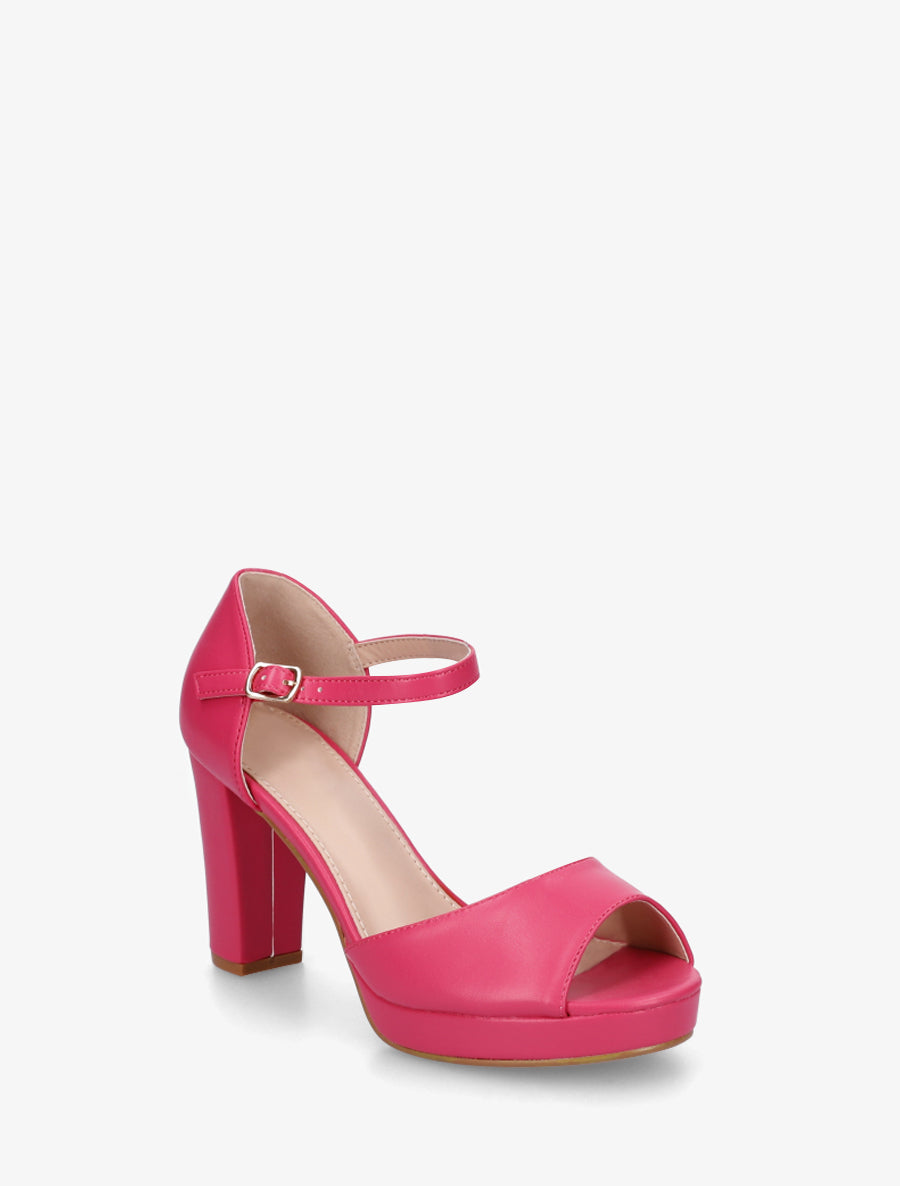 Sandales en simili à talon haut - Fushia - 2