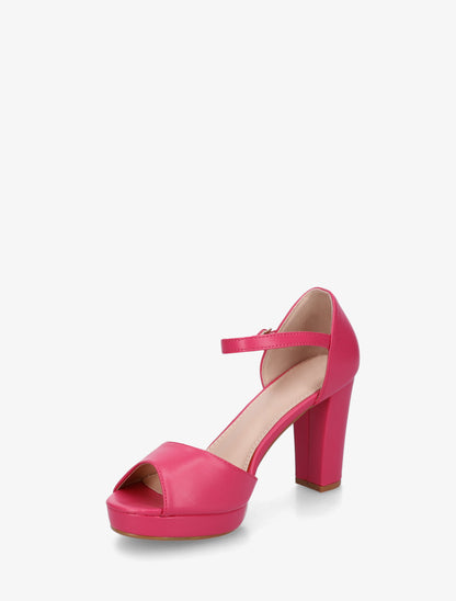 Sandales en simili à talon haut - Fushia - 3