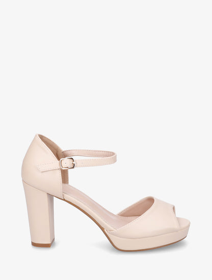 Sandales en simili à talon haut - Beige - 1