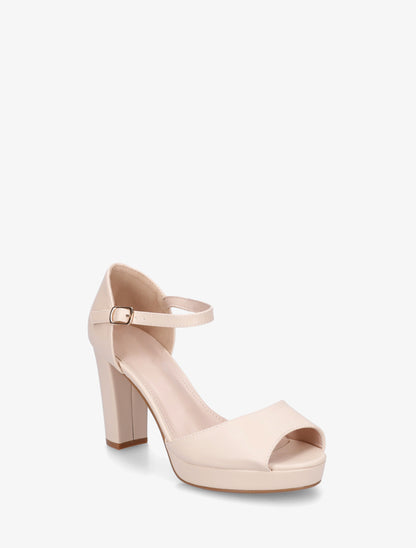 Sandales en simili à talon haut - Beige - 2