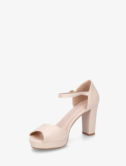 Sandales en simili à talon haut - Beige - 3