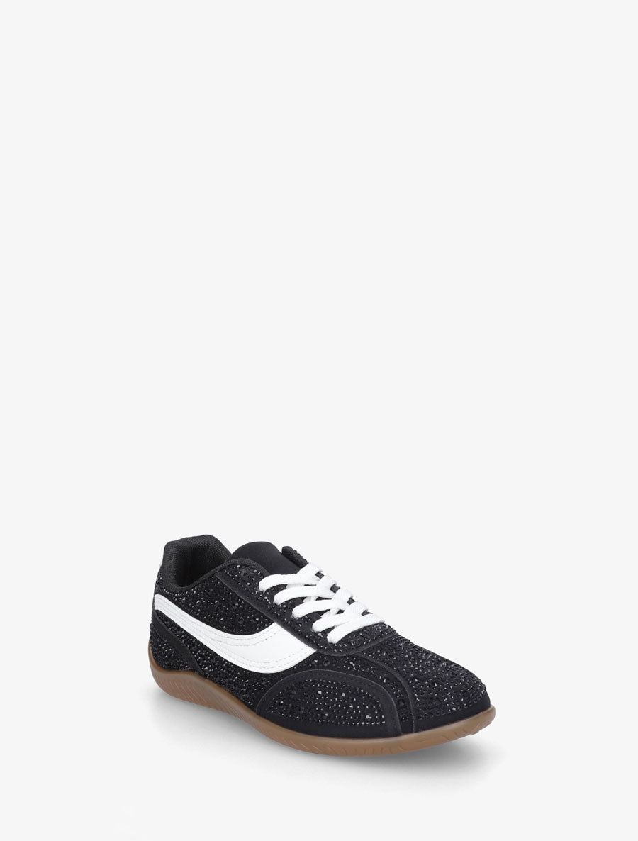 Sneakers en suédine à strass - Noir - 2