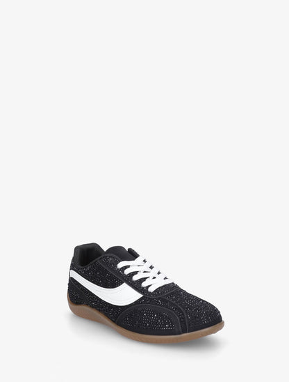 Sneakers en suédine à strass - Noir - 2