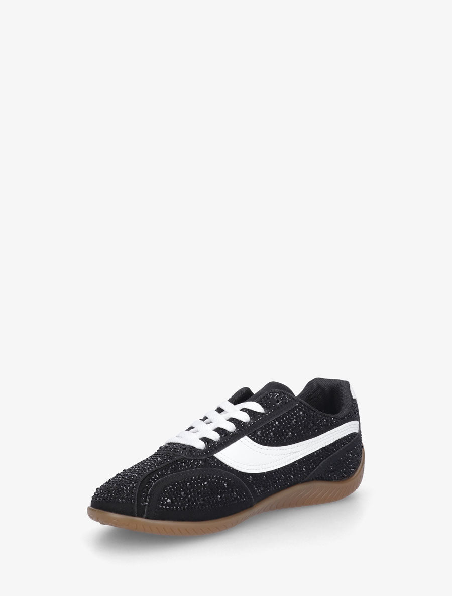 Sneakers en suédine à strass - Noir - 3