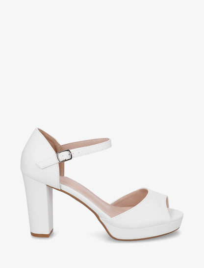 Sandales en simili à talon haut - Blanc - 1