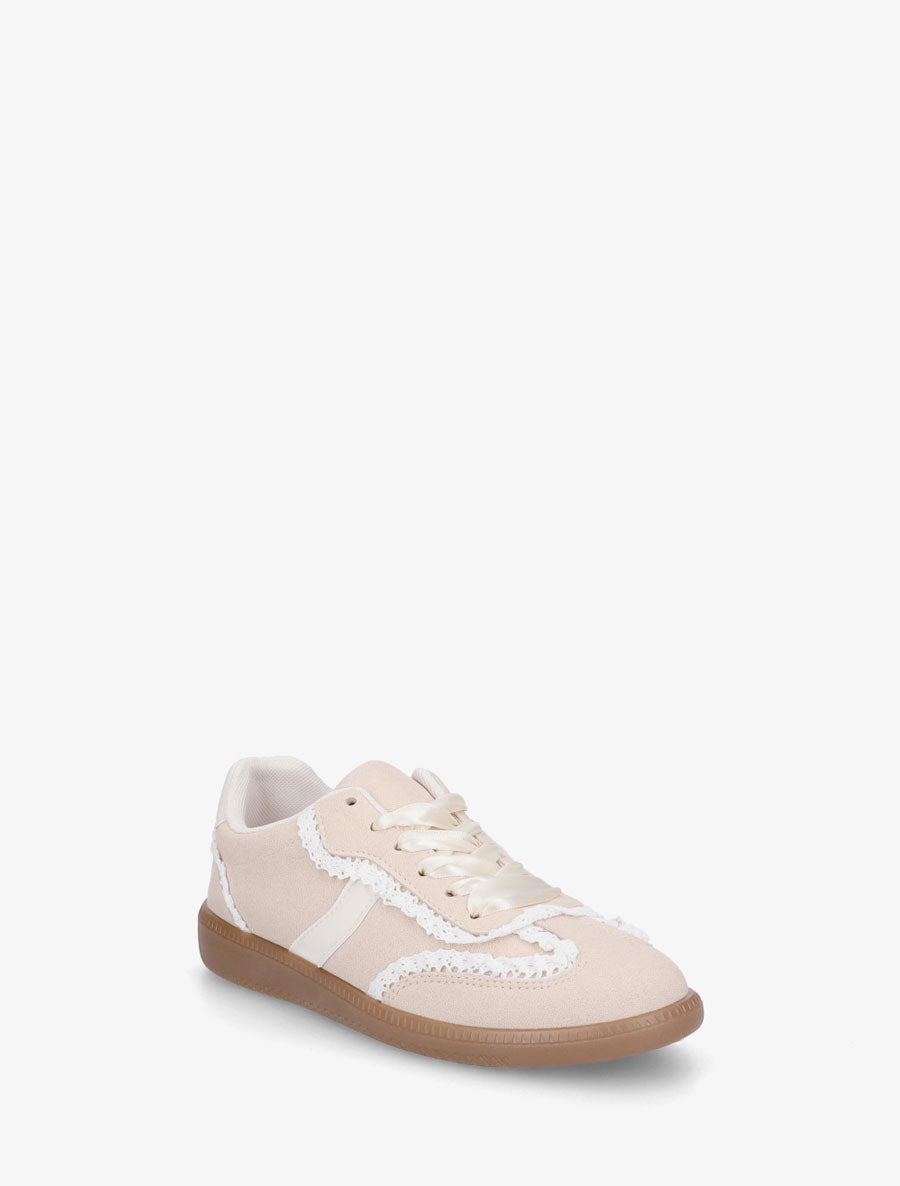 Sneakers en suédine à détail crochet - Beige - 2