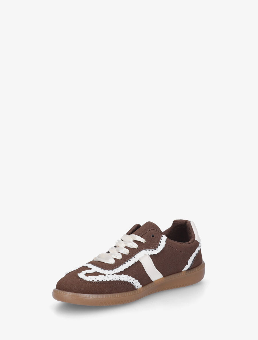 Sneakers en suédine à détail crochet - Marron - 3