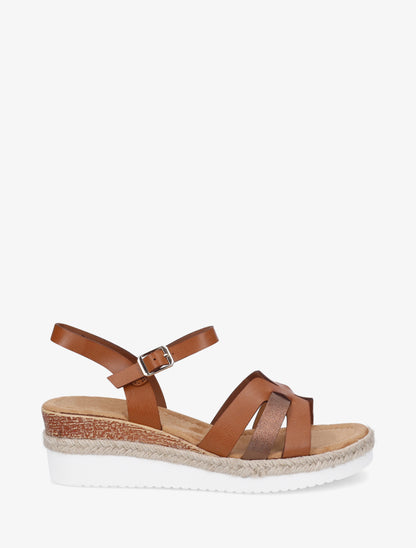 Sandales à semelle compensée ornée d&