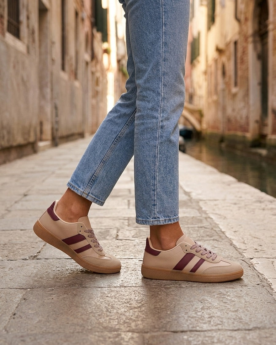 Baskets à bandes contrastantes - Taupe