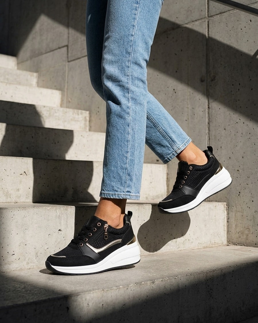Baskets compensées à zip - Noir