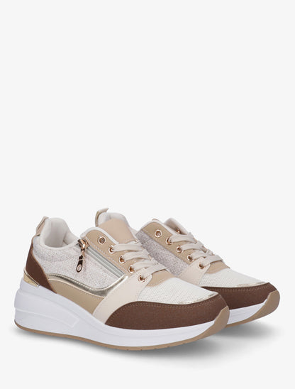 Baskets compensées à zip - Marron - 4