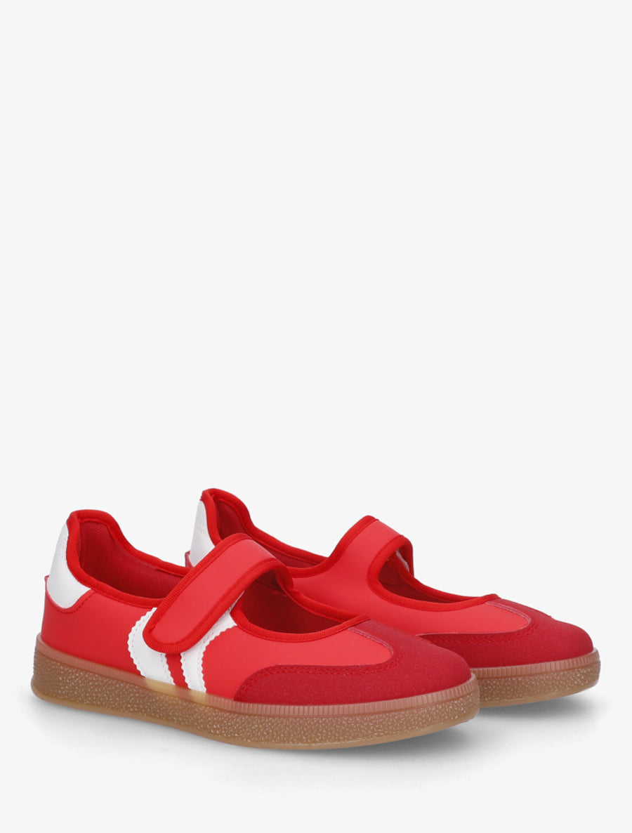 Ballerines style sneakers à scratch - Rouge - 4
