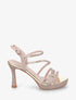 Sandales à talon et brides fantaisies strassées - Or - 1
