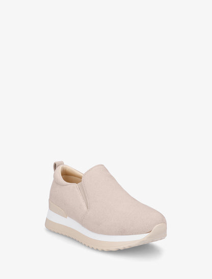 Baskets compensées en suédine - Beige - 2