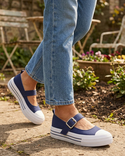 Ballerines style baskets à scratch - Marine