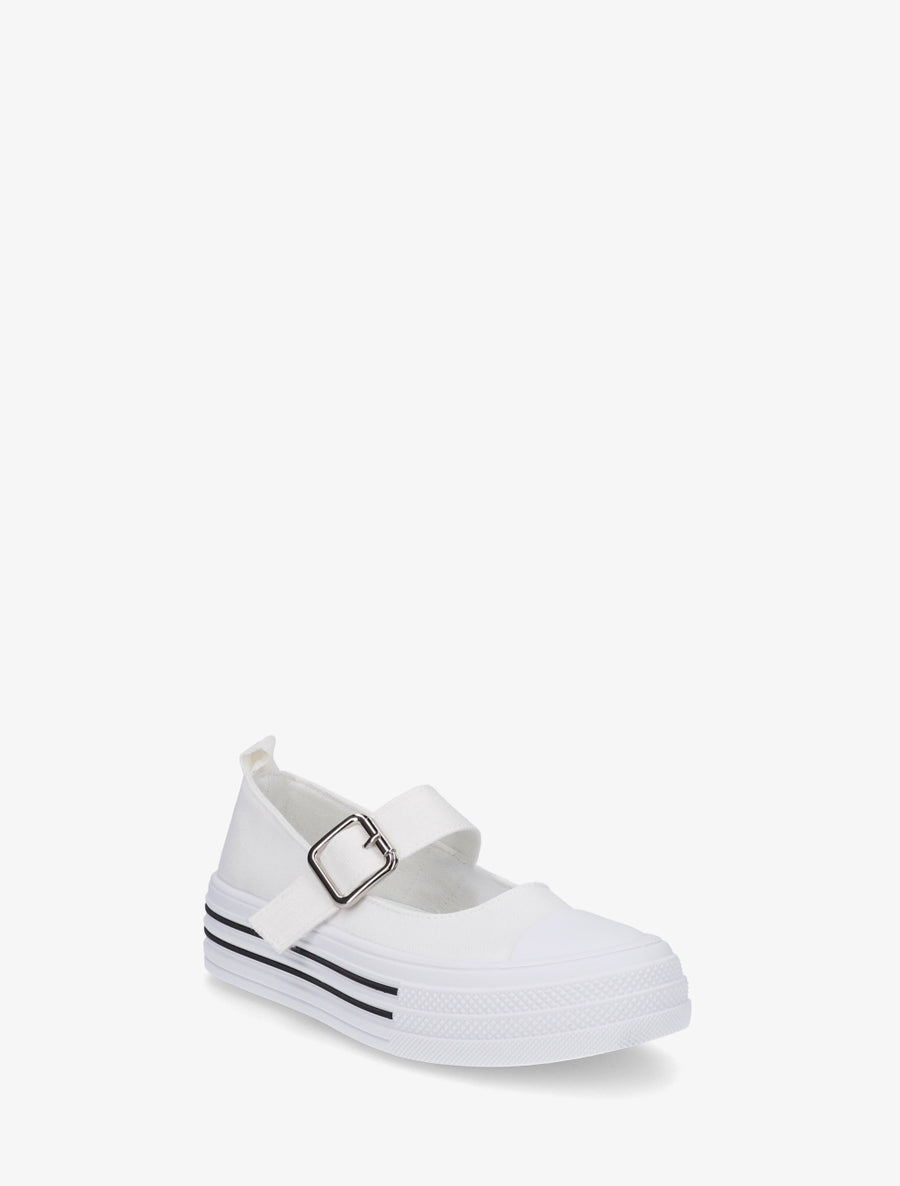 Ballerines style baskets à scratch - Blanc - 2
