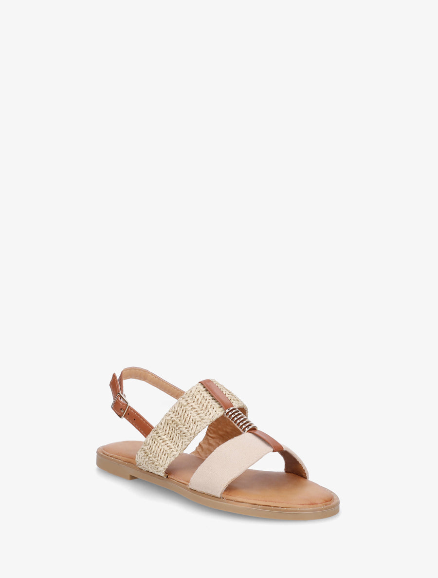 Nu-pieds à bijou métallique - Beige