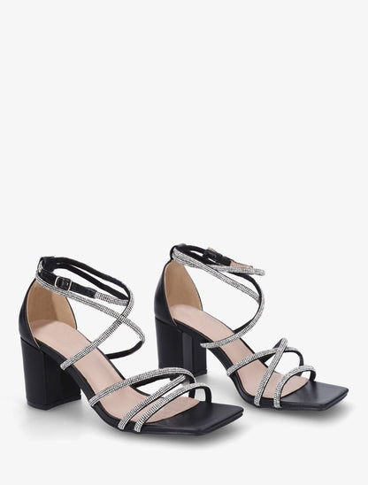 Sandales à multibrides strassés - Noir - 4