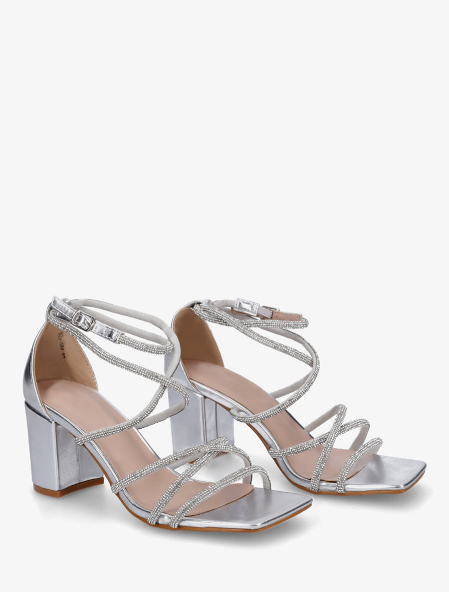 Sandales à multibrides strassés - Argent - 4