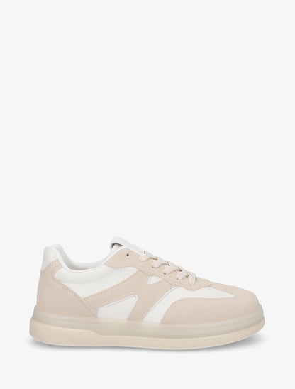 Tennis en simili à empiècement graphique - Beige - 1