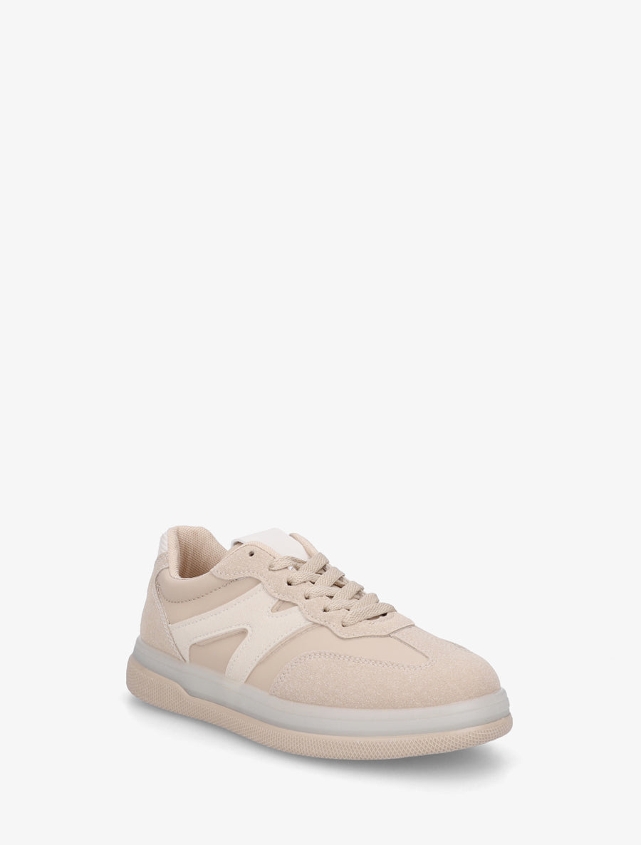 Tennis en simili à empiècement graphique - Taupe - 2